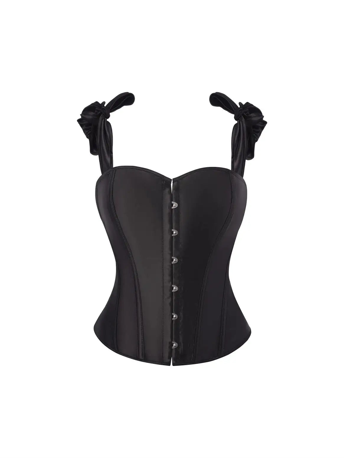 Satin solid color halterdouble shoulder strap adjustable strapless corset for ladies