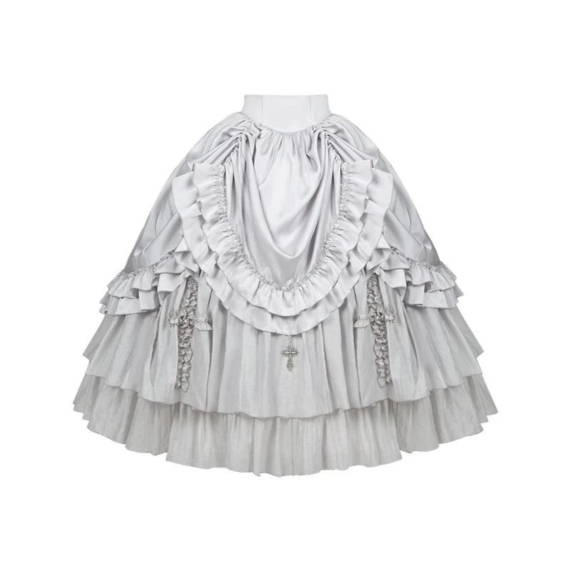 Gothica Signature Long Split Dress New Womens French Elegant Court Style Heavy Industry Lolita Dress Fishbone Corset Skirt Shirt Set