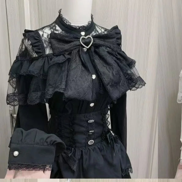 The Amélie Ruffled Chiffon Blouse | V-Neck Puff Sleeve Lolita Shirt | Sweet Parisian Top | Parisian Princess