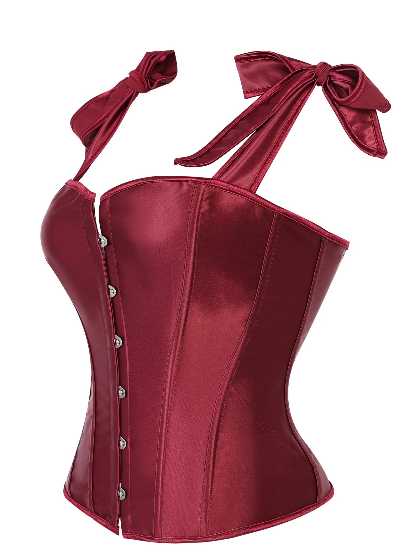 Satin solid color halterdouble shoulder strap adjustable strapless corset for ladies