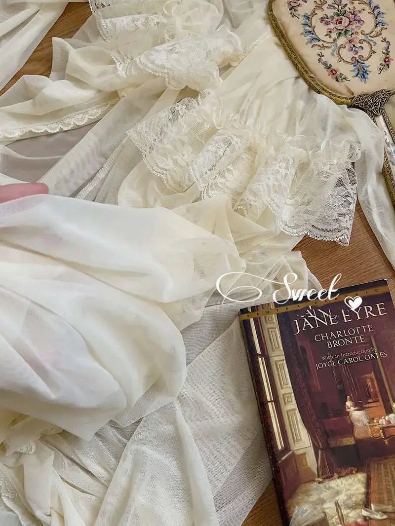 Vintage Female Court Style Thin Tulle Robe/Nightdress Ladies Princess Nightgowns Fairytale Pajamas Sleepwear Women's Clothing