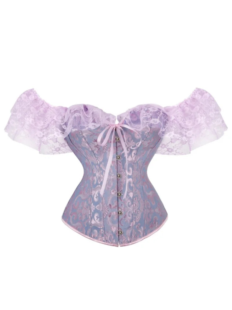 Vintage Corset Women Lace Flounce Slim Waist Fishbone Bandage Bustiers for Wedding Party Dress Shaping Top Harajuku