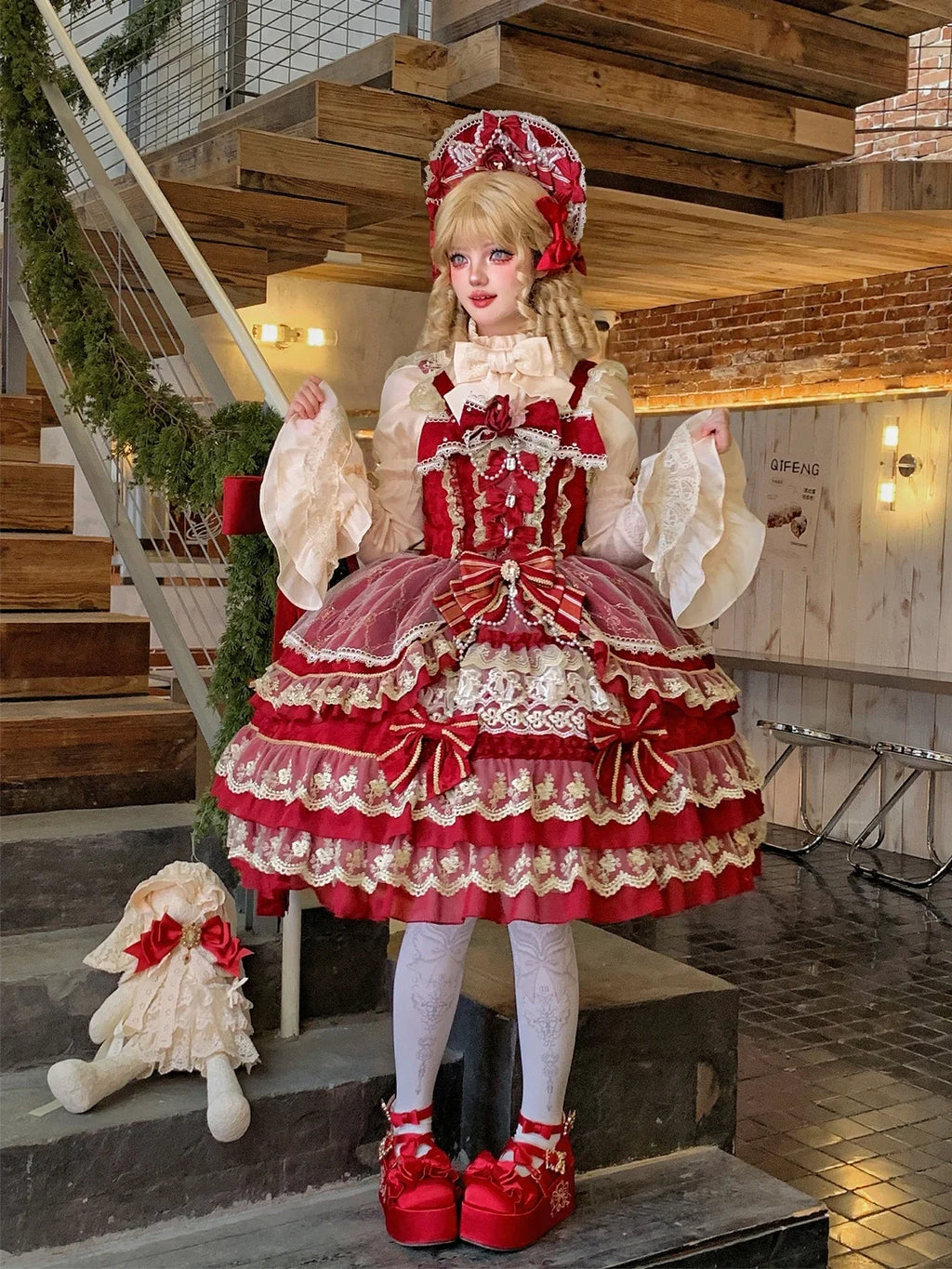 Original Gothic Cos Suspender Dress Jsk Summer New Female Slim-Fit Elegant Cute Bow Cake Dresses Women's Lolita Birthday Dress