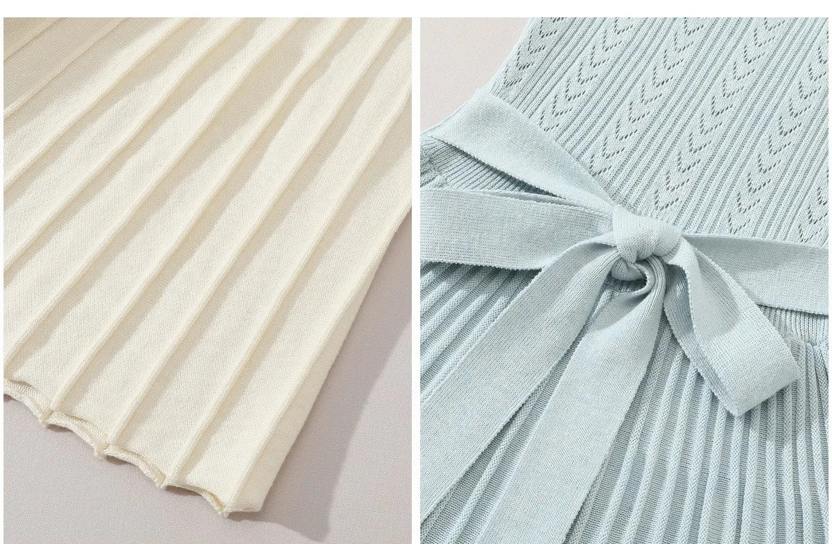 76-88cmBust FallWinter Long Pleated Dress Women Vintage ElegantSlim Embroidery Square Neck Flare Sleeve 100%Cotton Knitted Dress