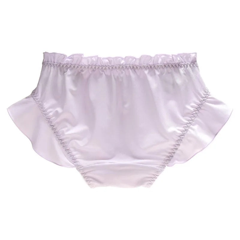 The Macaron Milk Silk Briefs | Lolita Lace Ruffle Panties | Sweet Bow Ribbon Intimates | Parisian Princess