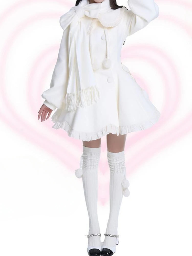 French Court Lolita Lace Patchwork Sweet Dress Coat Women Parisian Aesthetic Contrast Color Dresses Elegant Cute Party