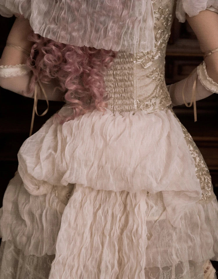 The Amore Lovecore Trailing Princess Skirt | Bustle Lift A-Line Maxi | Removable Bow Lolita Skirt | Parisian Princess