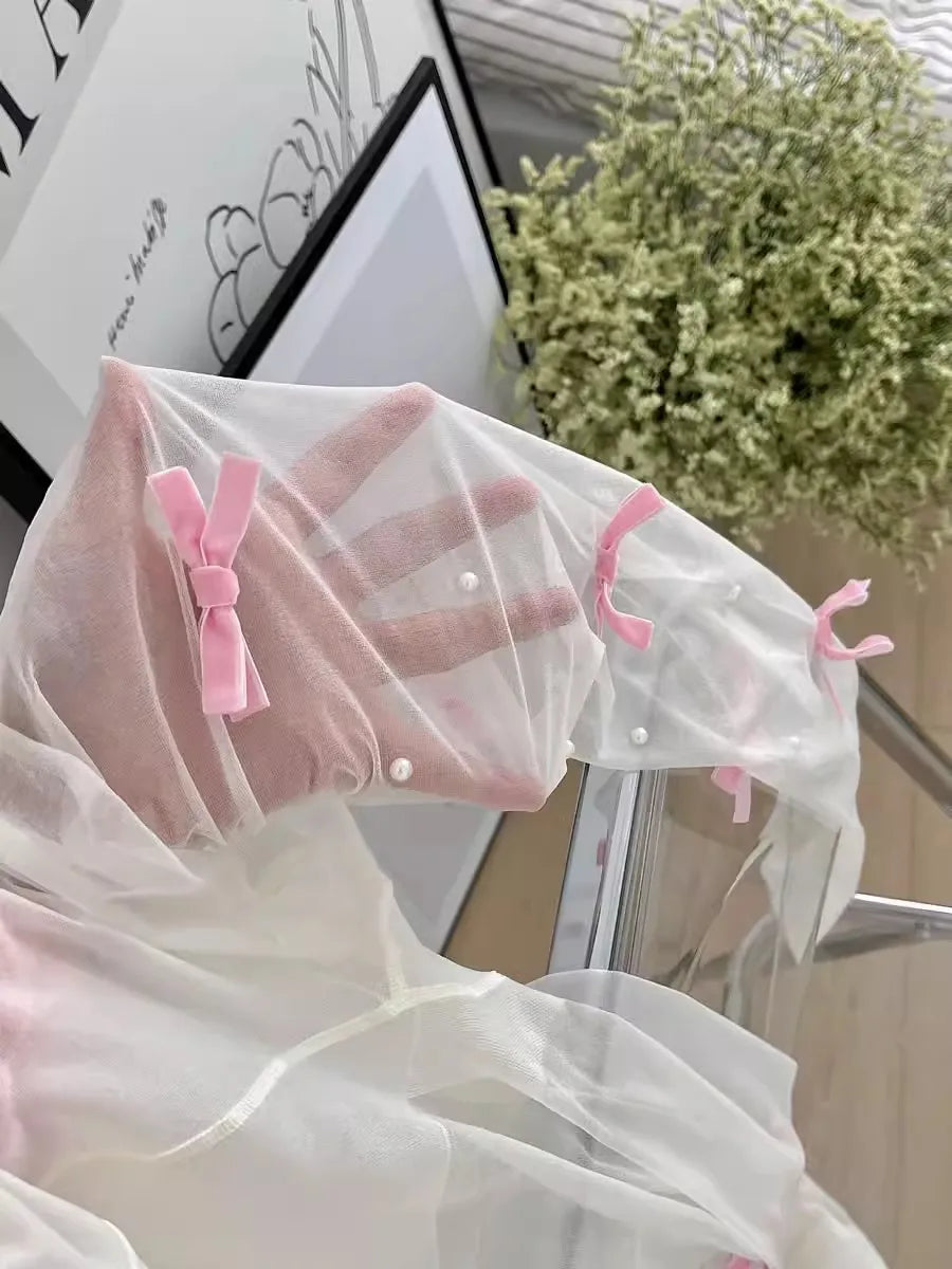 Lolita Pink Velvet Bow Embroidery Pearl Tights Pantyhose Fashion Women Tights JK Lolita Styles Sweet Girls Kawaii Cute Stocking