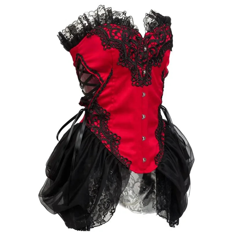 The Montmartre Tulle Corset Dress | Satin Overbust Gothic Bustier | Dark Romance Floral Dress | Parisian Princess