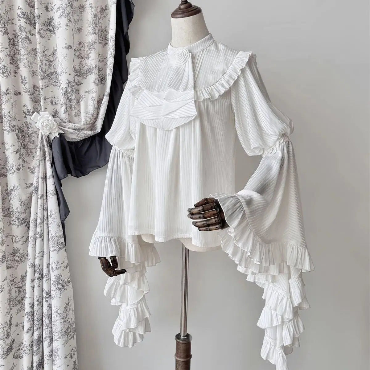 The Tuileries Big Swing Skirt | French Lolita High-Waist Maxi | Patchwork Lace Ankle-Length Saia | Parisian Princess