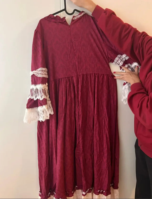 Anime Lolita Princess Dress For Women Cute Bow Lace Chiffon Stitching Dresses Ladies All-match Large Swing Skirts New