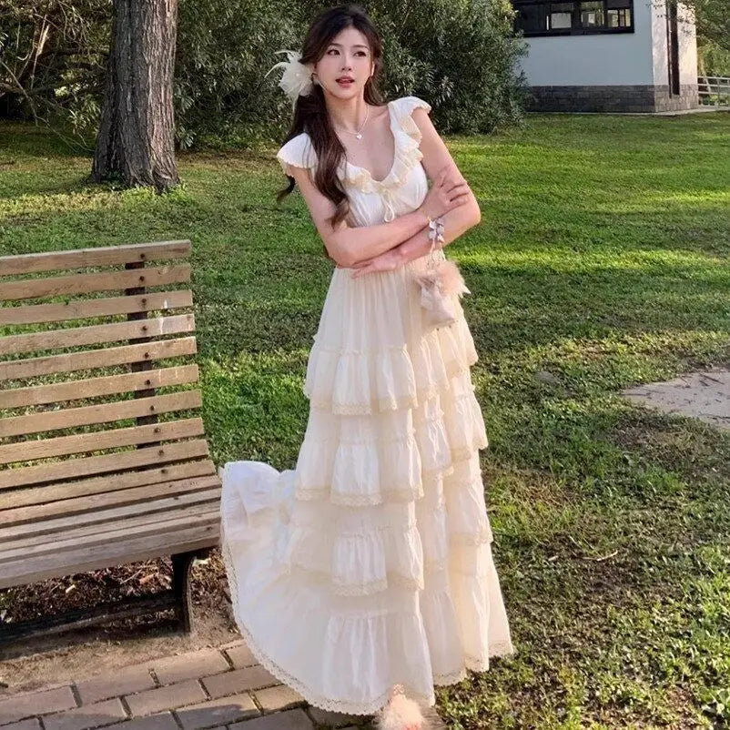 The Riviera Lolita Mini | Sweet Summer Beach Ruffle Dress | Turn-Down Collar Slim A-Line Sundress | Parisian Princess