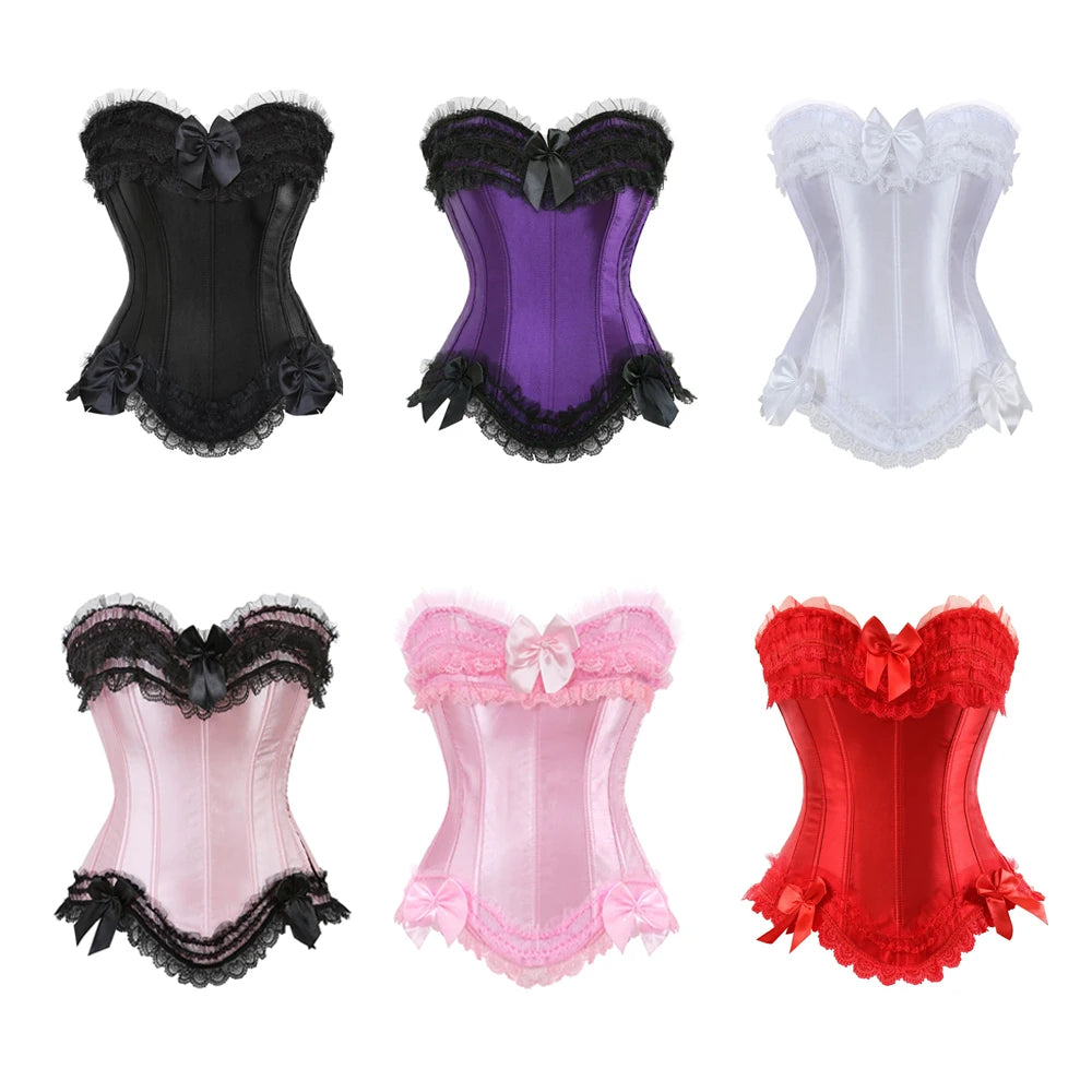 The Versailles Bowknot Bustier | Parisian Lace Showgirl Body Shaper | Gothic Satin Bridal Lace-Up Corset | Parisian Princess
