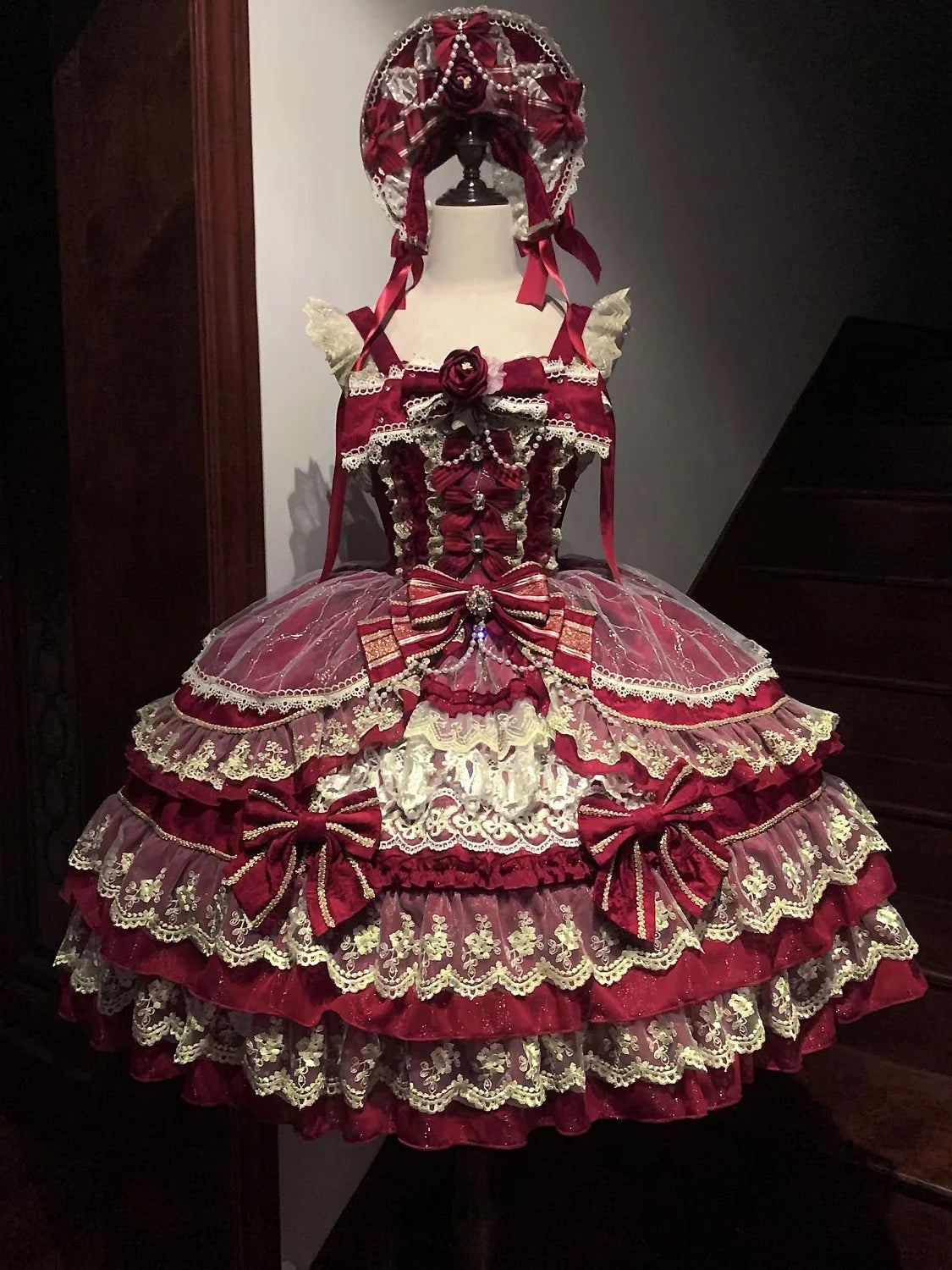 Original Gothic Cos Suspender Dress Jsk Summer New Female Slim-Fit Elegant Cute Bow Cake Dresses Women's Lolita Birthday Dress