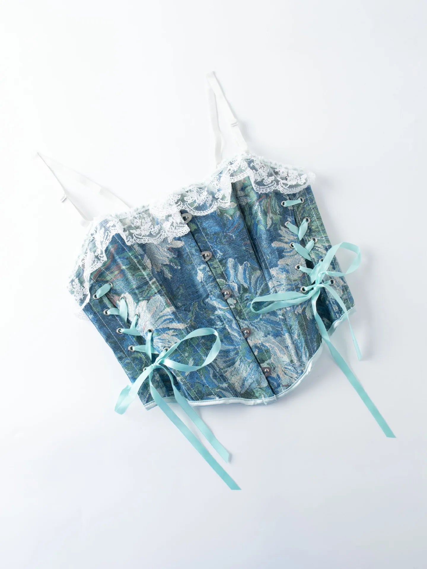 The Trianon Double-Halter Corset | French Lace Layering Strapless Top | Single-Layer Ribbon Back Bustier | Parisian Princess