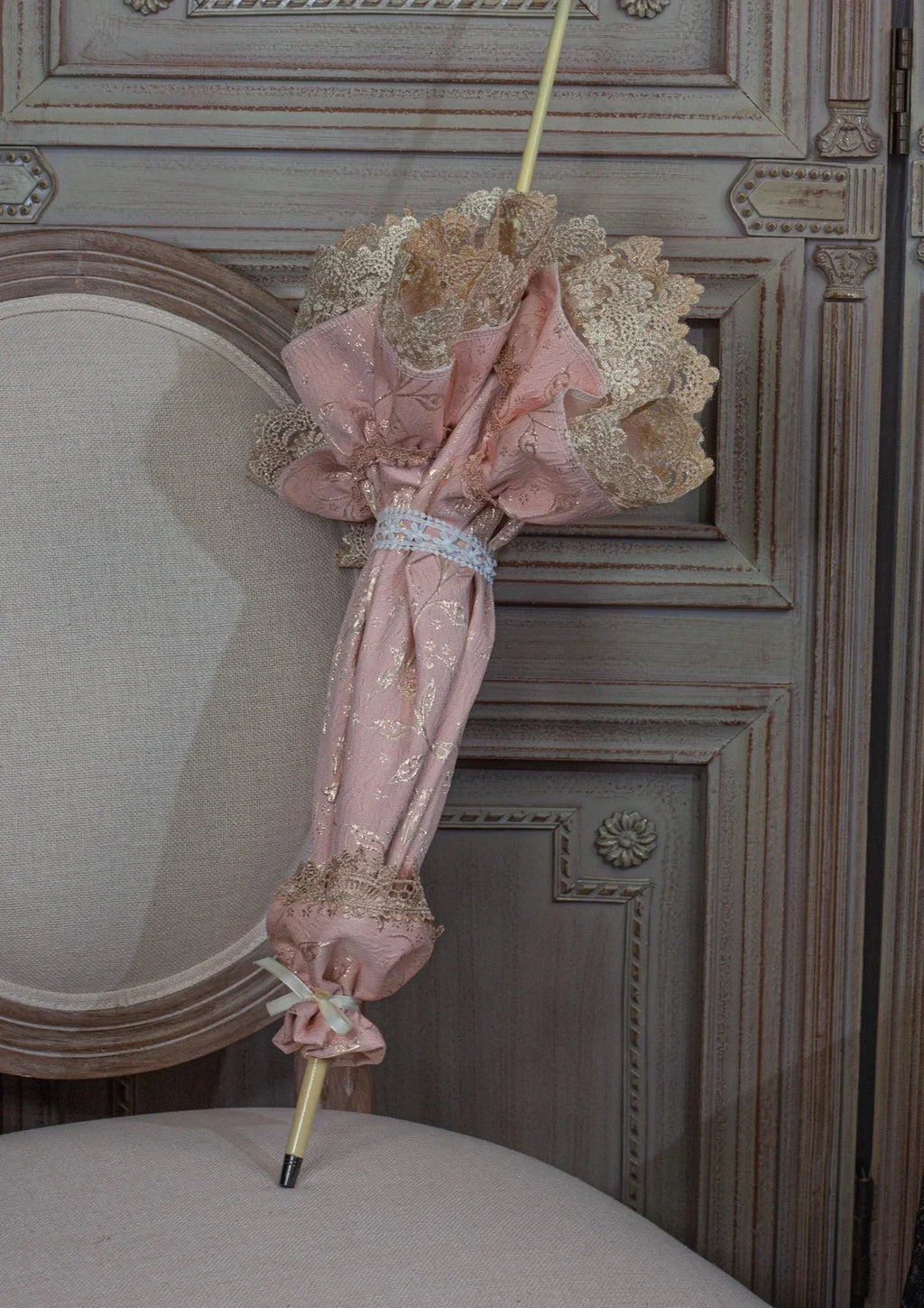 Satin and Lace Long Handle Umbrella | Handmade Victorian Parasol & Princesscore Sunshade | Parisian Princess
