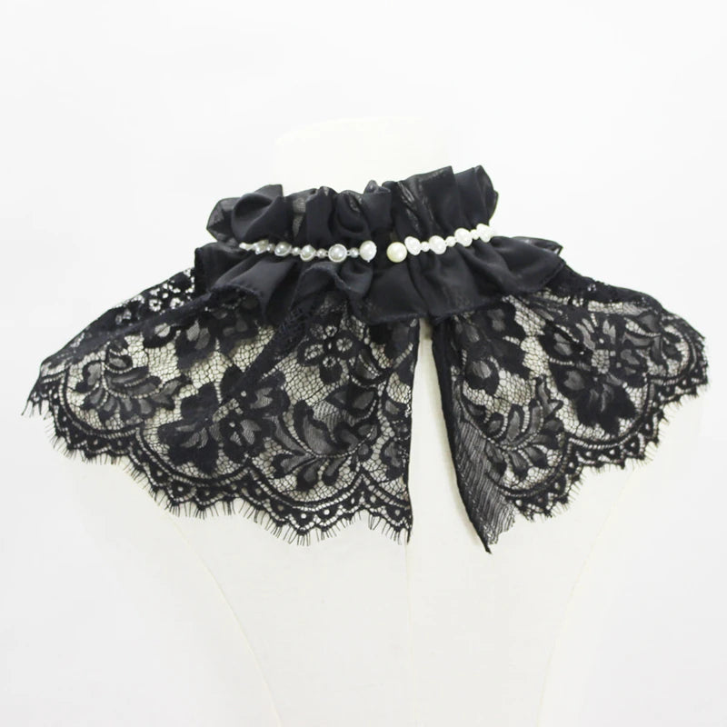 Elegant Hollow Embroidery High Collar Shawl Ruffled Fake Collar White Scarf Half Shirt Decorative Stand Collar