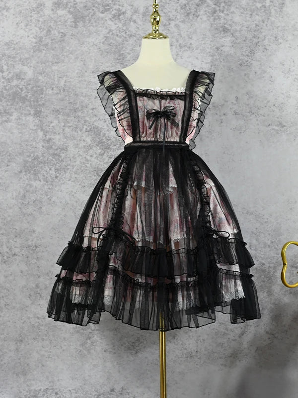 Original Lolita Apron with Veil and Drawstring, Two Types of Dress for Wearing Corporate Casual Dresses