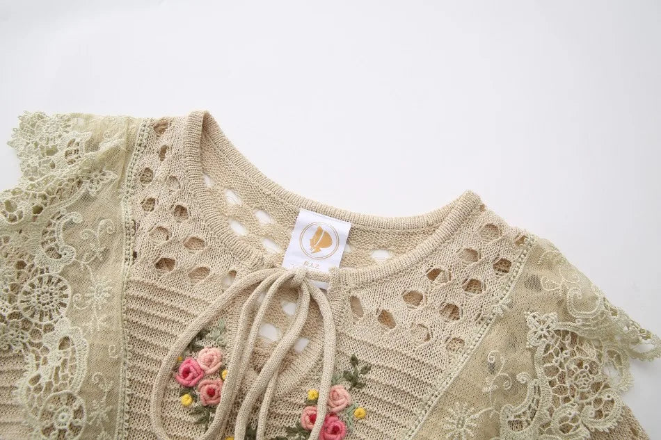 The Versailles Rose Knitted Fishtail | Hand-Embroidered Silk Blend Dress | French V-Neck Gown | Parisian Princess
