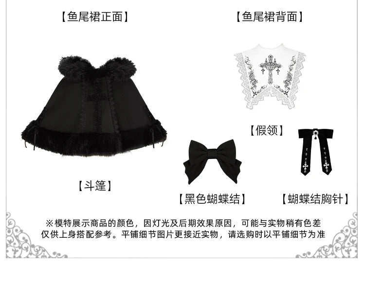 Original French Elegant Court Black Long Mermaid Dresses Op Autumn New Women's Slim Fit Lolita Long Sleeve Dress Gothic Dresses