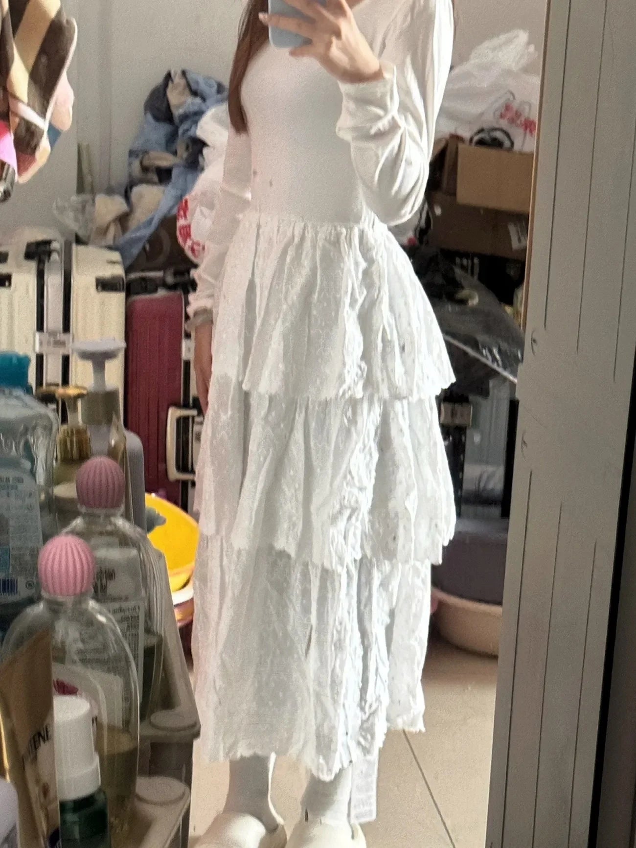 The Tuileries Garden Cake Dress | Long Sleeve Ruched Maxi | French Fairycore Gown | Parisian Princess