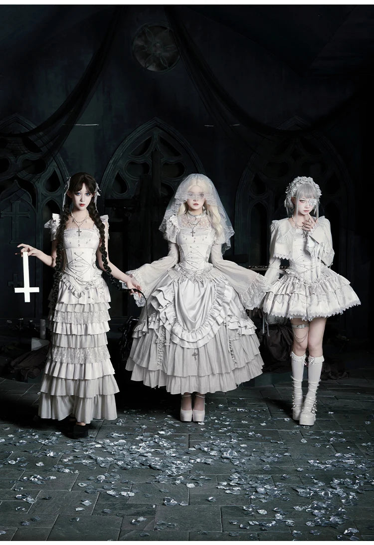 Gothica Signature Long Split Dress New Womens French Elegant Court Style Heavy Industry Lolita Dress Fishbone Corset Skirt Shirt Set