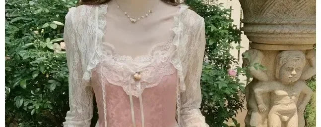 Lace Sun Protection Clothing Women's Summer Outerwear with Strap Vest Top Short Slim Long Sleeve Shirt Coat Gentle Breeze