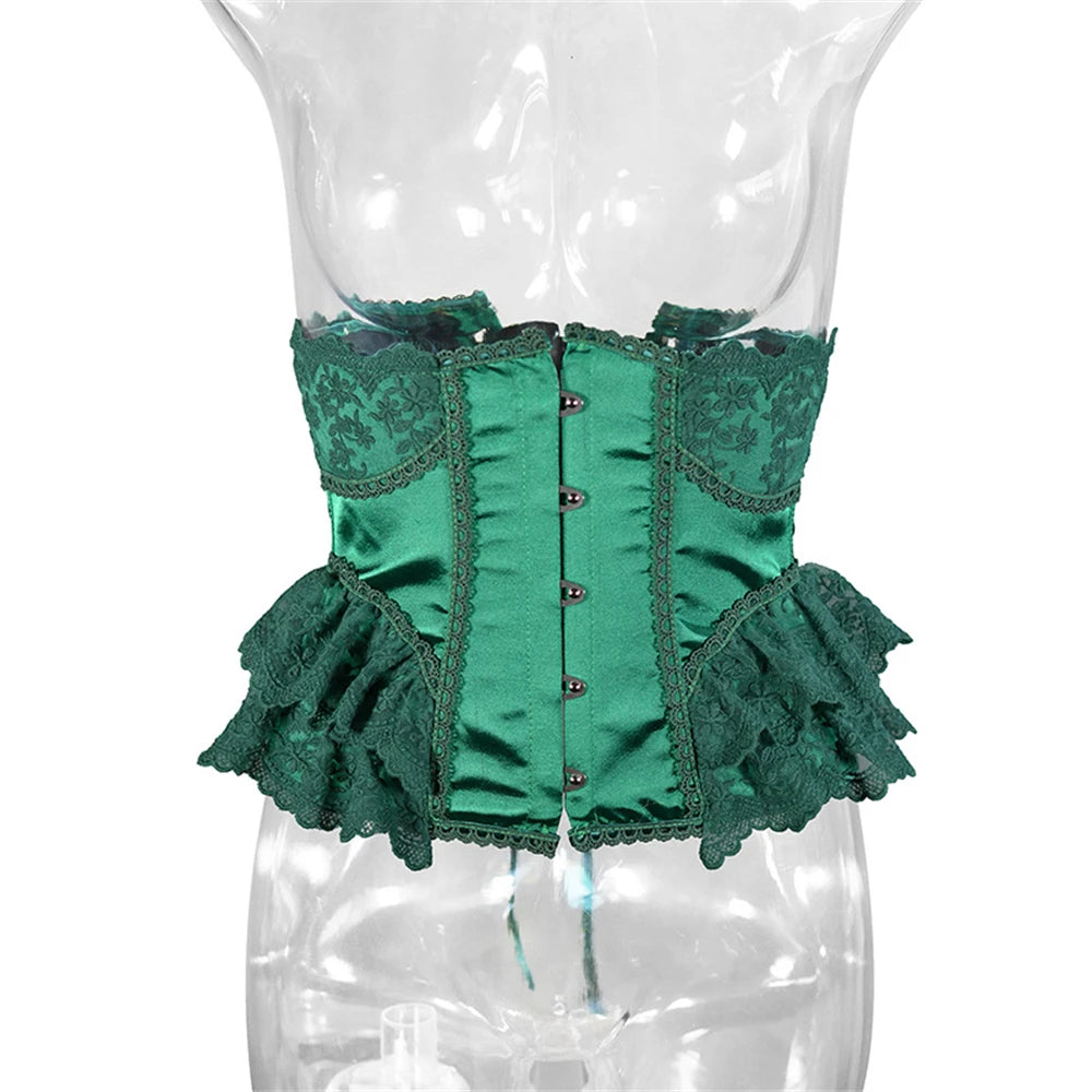 Women Short Steel Bones Floral Lace Underbust Corset Sexy Wedding Evening Dress Corsets Luxury Court Princess Cosplay Lolita