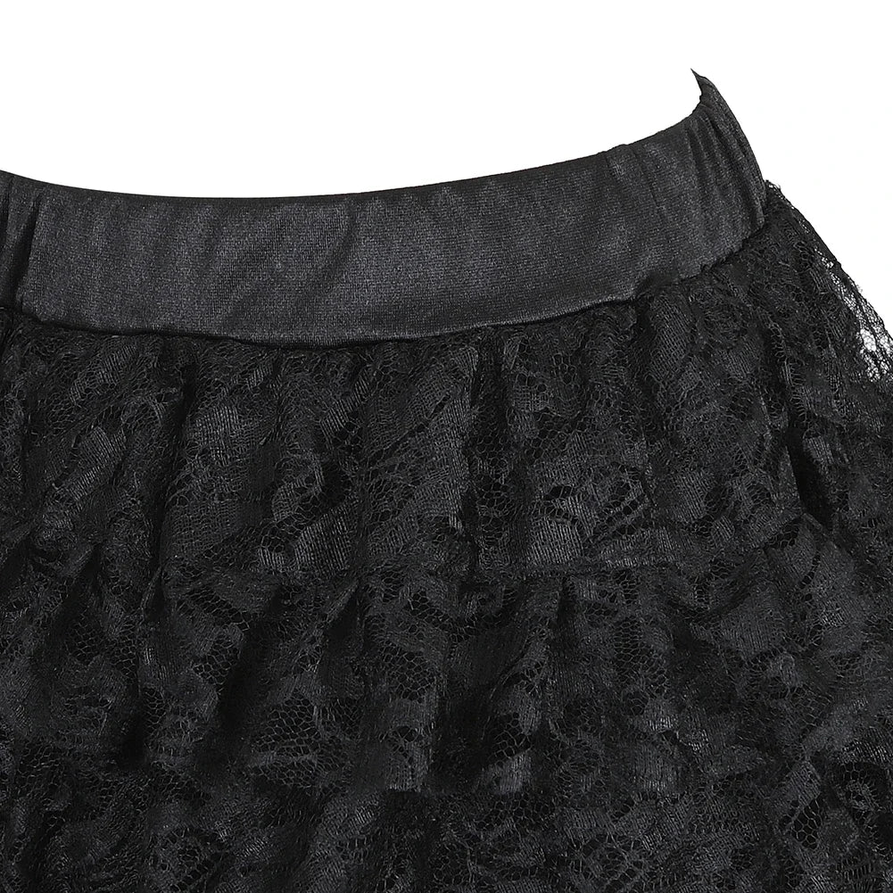 The Midnight Waltz High-Low Gown: A Parisian Noir Masterpiece | Layered Lace & Tulle Asymmetrical Skirt (XS-6XL) | Parisian Princess