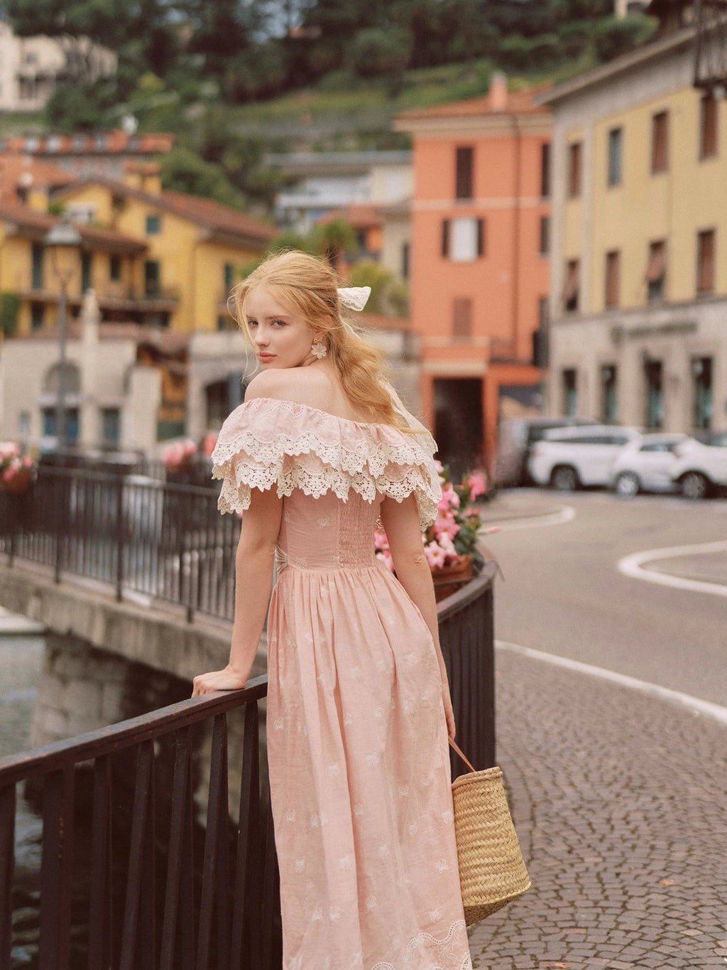 80-102cmSummer Pink Birthday Party Long Dress Women Vintage ElegantSlim Sexy Boat Neck Hollow Out Embroidery Lace Fishbone Dress