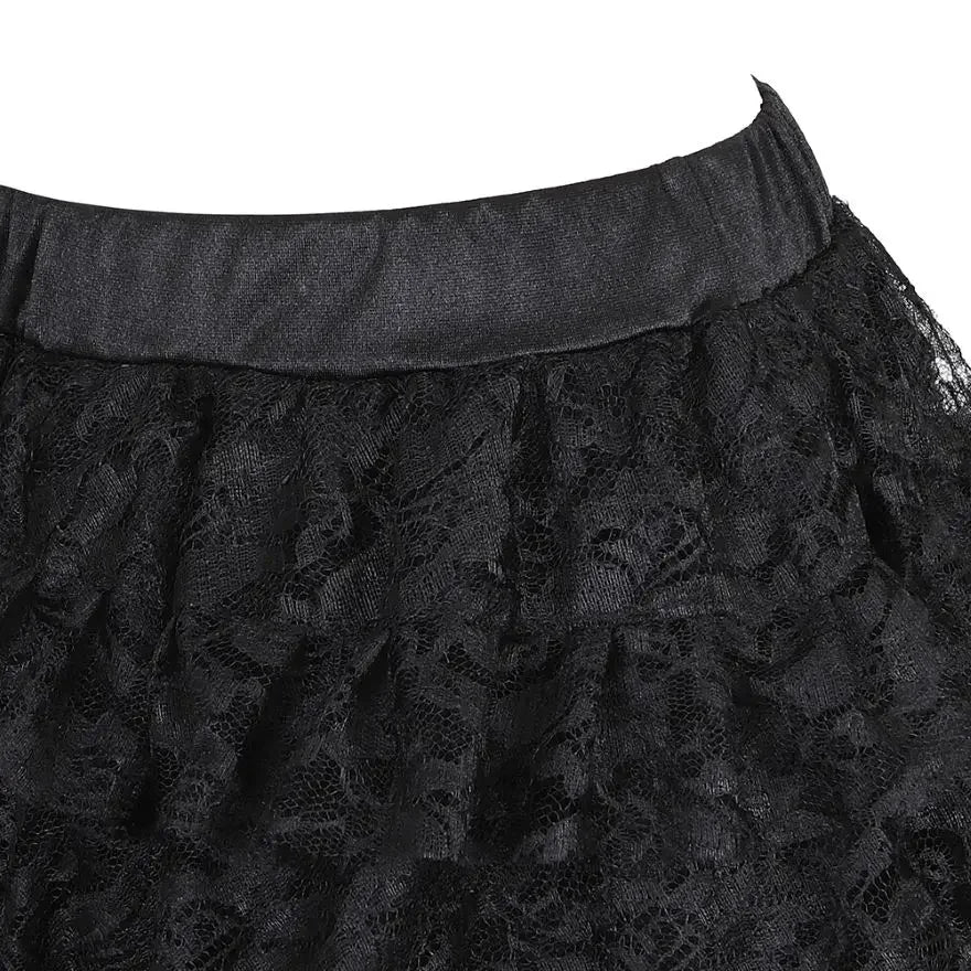The Midnight Waltz High-Low Gown: A Parisian Noir Masterpiece | Layered Lace & Tulle Asymmetrical Skirt (XS-6XL) | Parisian Princess