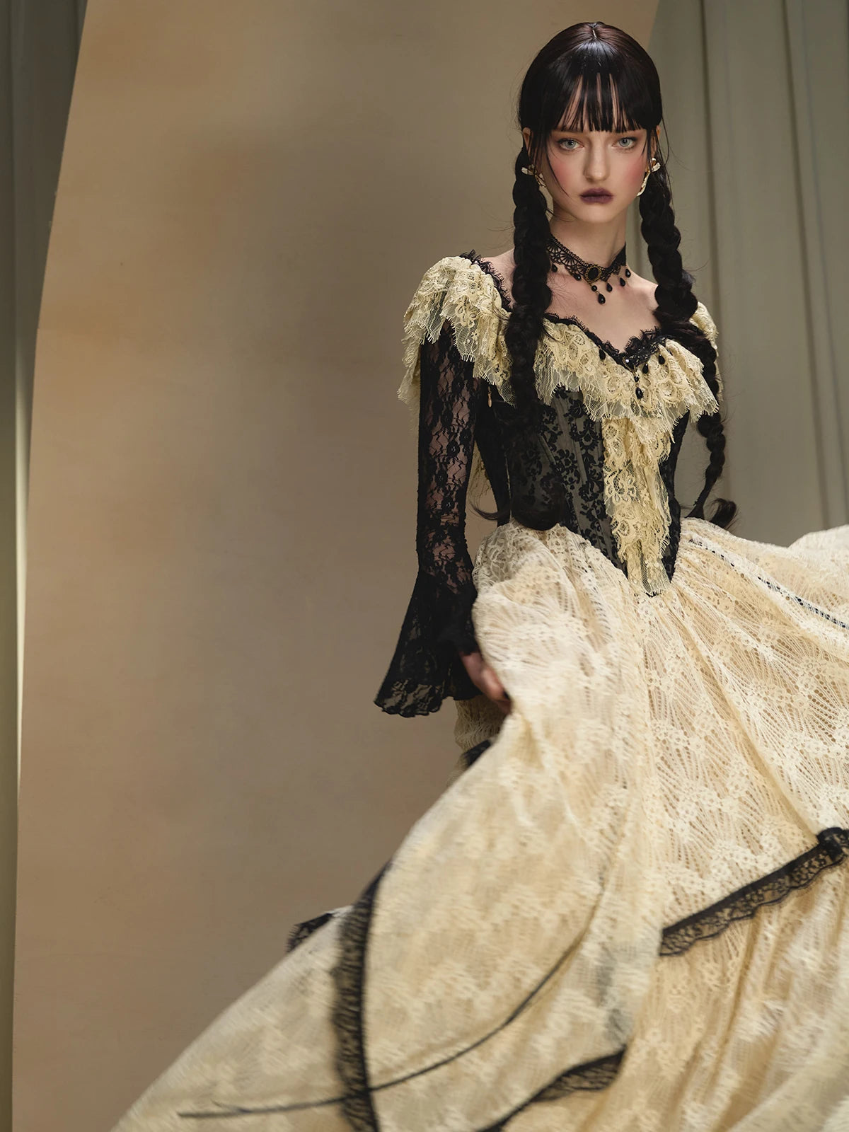 Parisian Lace Maxi Dresses Women Vintage Elegant Slim Luxury Lace Fishbone Dress Birthday Party Evening Dresses