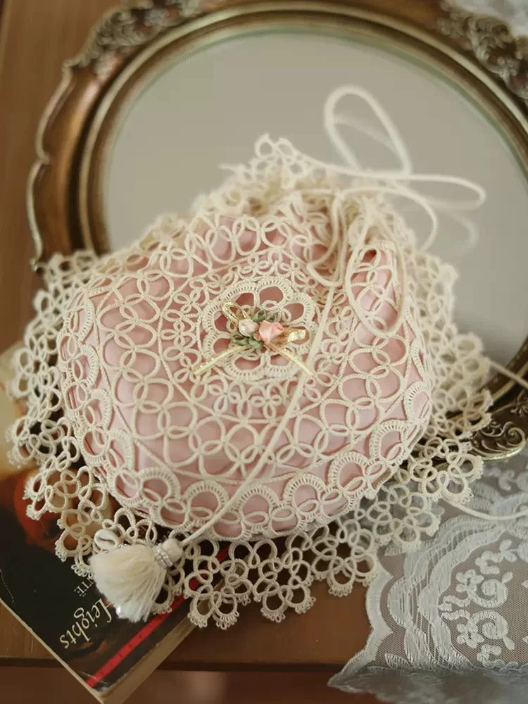 Lianer Art Hand-stitched Hollow Out Mori Kei Weaven Bags