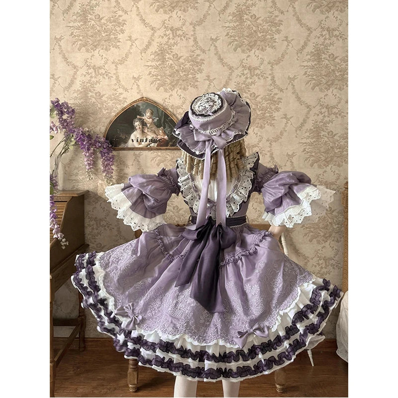 The Versailles Violet Bow Dress | Purple Long Sleeve Lolita OP | French Elegant High Waist Maxi | Parisian Princess
