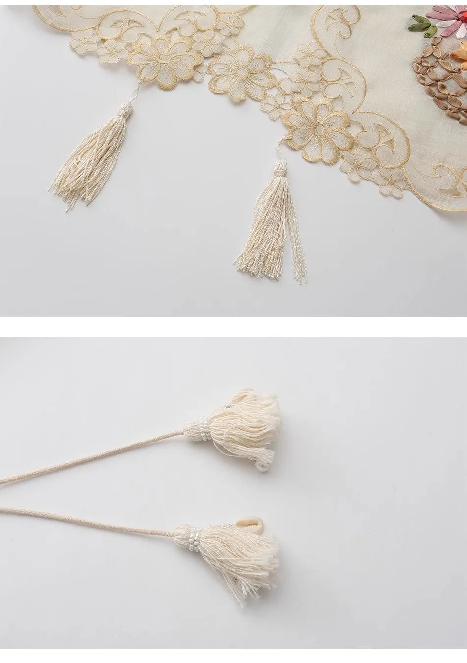 The Antoinette Tassel Embroidery Vest | French Antique Floral Cotton Gilet | Open-Stitch V-Neck | Parisian Princess