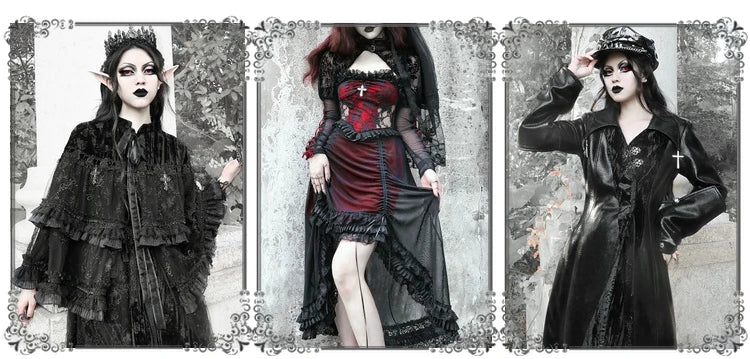 The Gothica Classical Noir Headdress | Heavy Lace Covering & Dark Veil Headband | Gothic Novelty Hairband | Parisian Princess