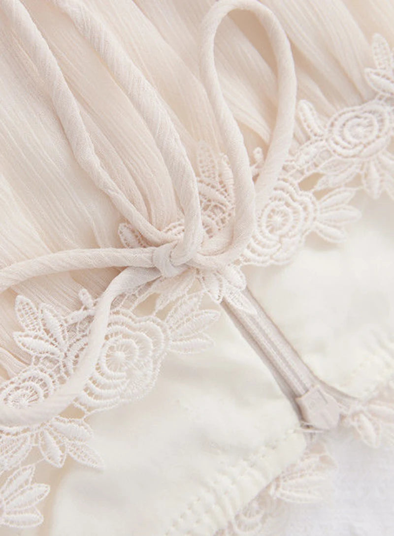 Sweet Sexy Chiffon Dress Women Fashion Slim Elegant French Dress Breathable Long Sleeve Beach Hoiliday Party Vestidos