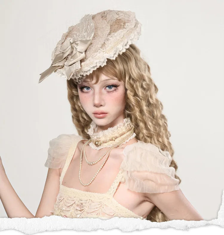 The Montmartre Lace Ribbon Fascinator | Floral Mesh Lolita Hat | Vintage Theatrical Headpiece | Parisian Princess