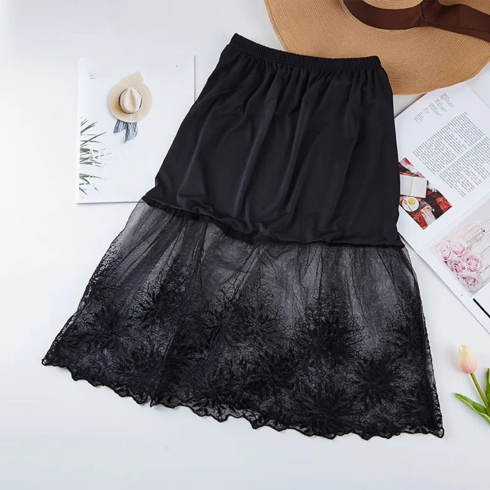 The Juliette Lace Underskirt | Parisian Silk-Touch Petticoat | Anti-Glare Safety Slip | French Lace Lining
