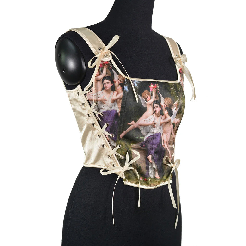 The Louvre Oil Painting Corset | French Art Print Bustier | Fishbone Waist Cincher | Parisian Princess