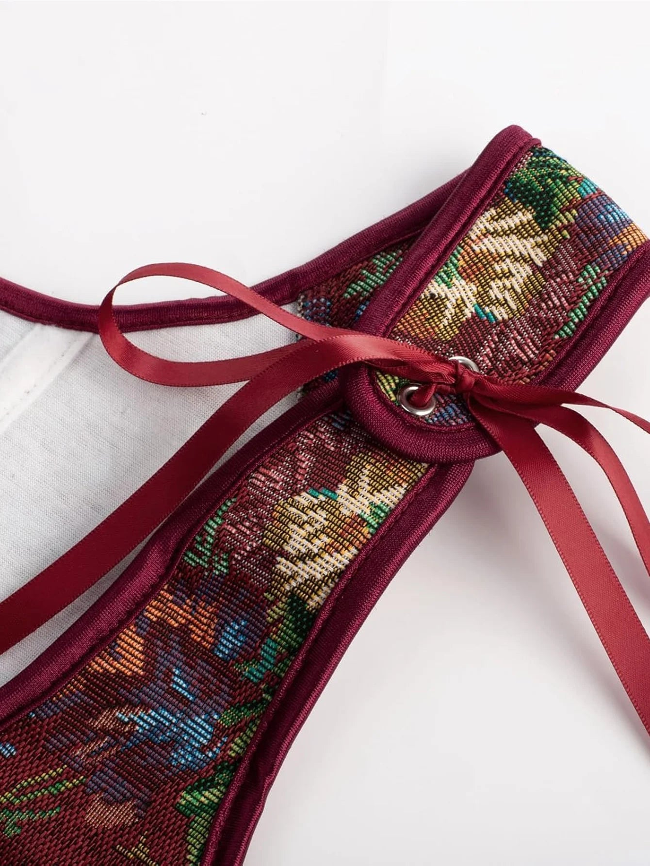 Women Renaissance Corset Floral Underbust Corset Tops Vintage Boned Corselet Belt Gothic Bustiers Corsets Vest Shaper Lace Up