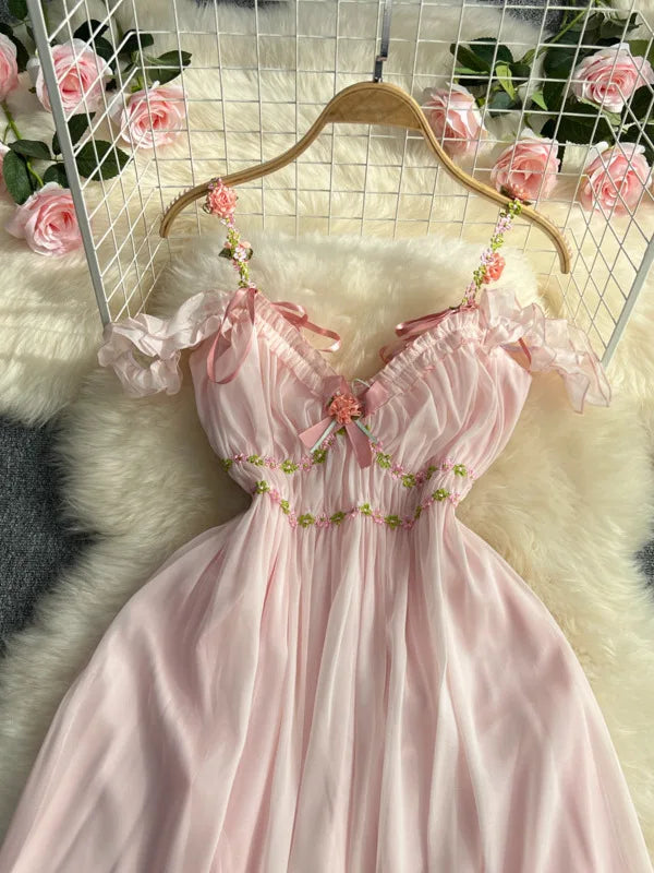 The Romantic "Enchanted" French Long Dress | Sweet Fairy Birthday Gown & Gentle Romantic Style | Parisian Princess