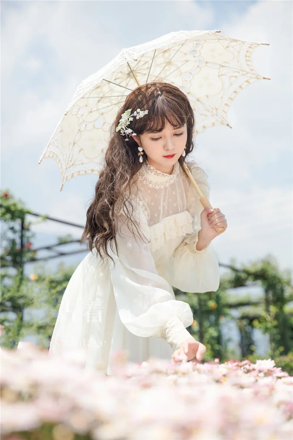 Fairy Woman Chic Romantic Lace Lantern Sleeve Retro Princess Dresses Vestido Festa Faldas Vintage Cottage Chiffon Gatsby Dress