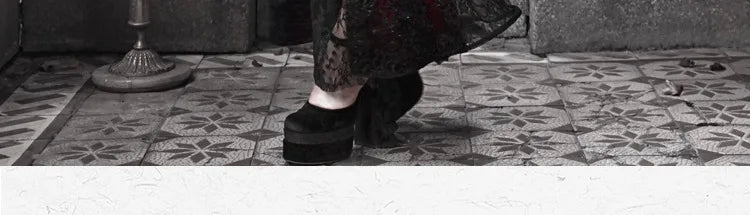 Gothica Original Design Vampire Black Red Dress Lace Patch Gothic Velvet Trumpet Sleeveless Sexy X-Long Dress Halloween