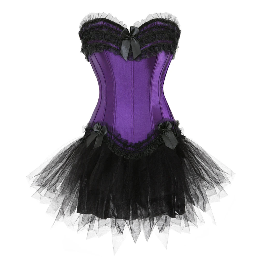 The Versailles Bowknot Bustier | Parisian Lace Showgirl Body Shaper | Gothic Satin Bridal Lace-Up Corset | Parisian Princess