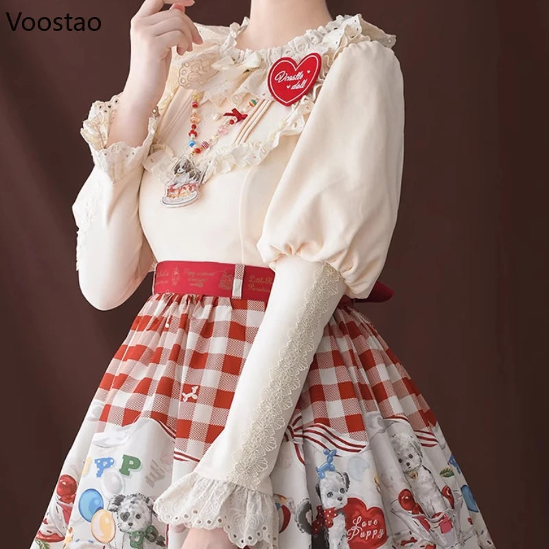 The Chantilly Lace Gigot Blouse | Parisian Lolita Ruffled Shirt | Peter Pan Collar Puff Sleeve Top | Parisian Princess