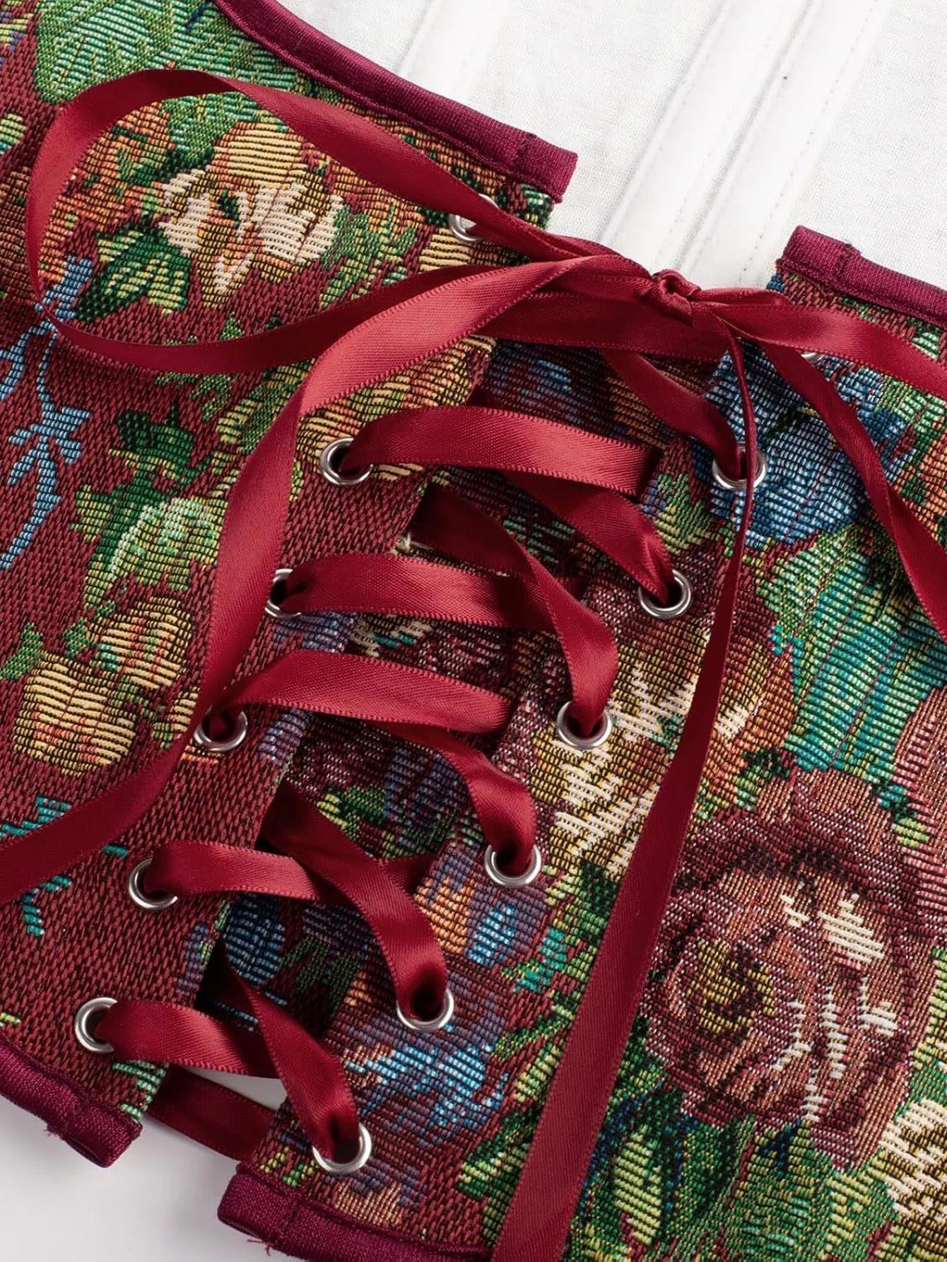 Women Renaissance Corset Floral Underbust Corset Tops Vintage Boned Corselet Belt Gothic Bustiers Corsets Vest Shaper Lace Up