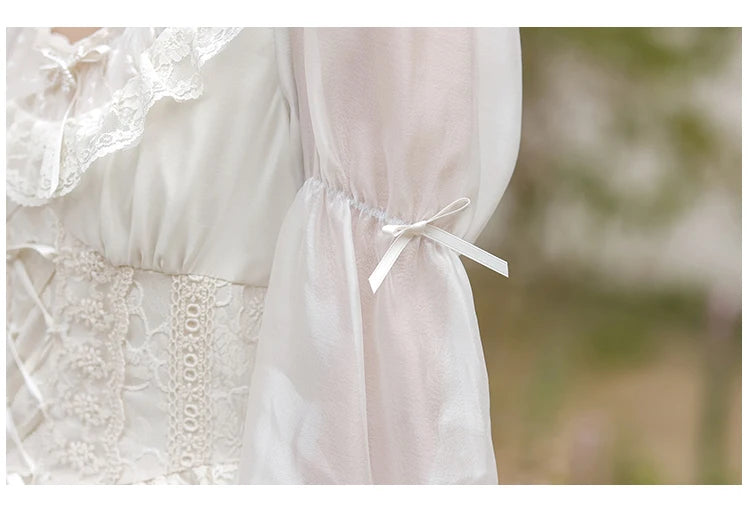 French Fairy Lantern Sleeve Midi Dress for Women Summer Elegant Retro Slim Sweet Party One Piece Dress Korean Casual Clothes