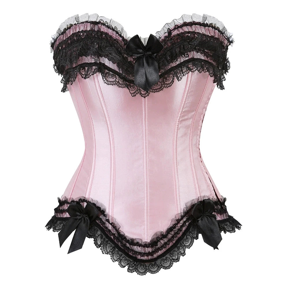 The Versailles Bowknot Bustier | Parisian Lace Showgirl Body Shaper | Gothic Satin Bridal Lace-Up Corset | Parisian Princess