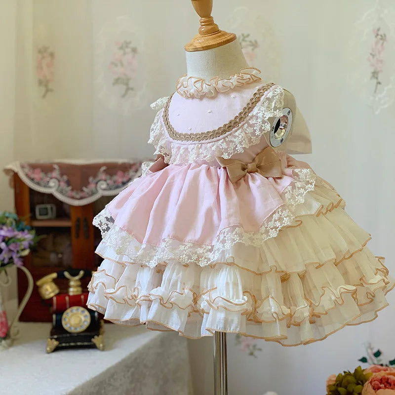 Girl's Princess Lolita Dress Timeless New Sweet Bow Embroidered Puffy Dress Carnival Eid al Fitr Birthday Performance Clothing